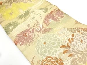 アンティーク　鶴に菊模様織り出し名古屋帯（材料）